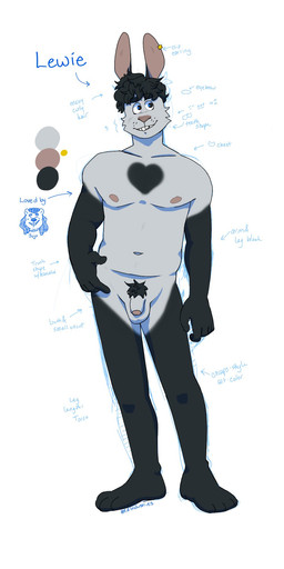 anthro black_body black_feet black_fur black_hands buckteeth dreadlocks ear_clip feet flaccid foreskin fur genitals grey_body grey_fur hair heart_(marking) long_ears looking_aside male markings messy_hair nipples nude penis pubes simple_background solo standing teeth white_background p_rindustries lagomorph leporid mammal rabbit 1:2 guide_lines hi_res sketch