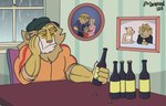 alcohol anthro beer beverage bodily_fluids brown_hair clothing detailed_background dot_eyes drinking family_photo fingers fur hair hat headgear headwear inside male mane mature_anthro mature_male multicolored_body multicolored_fur raining simple_eyes sitting solo tan_body tan_fur tears two_tone_body two_tone_fur yellow_body yellow_fur yellow_sclera doritohead brent_abbott riley_abbott felid lion mammal pantherine 14:9 2018 artist_name digital_media_(artwork) hi_res signature