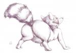 all_fours anus butt female feral genitals looking_back multi_nipple nipples nude presenting presenting_hindquarters pussy raised_tail semi-anthro simple_background smile solo tail white_background oddwilds mammal procyonid raccoon monochrome