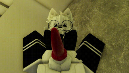 :3 animal_genitalia animal_penis anthro bedroom clothed clothing collar eyewear femboy fur genitals glasses inside knot knotted_penis looking_at_viewer male partially_clothed penis shaking_hips solo tht white_body white_fur roblox tht_(tht) canid canine canis mammal wolf 3d_(artwork) animated digital_media_(artwork) loop