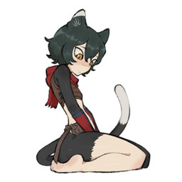 armwear bandage bandage_on_face bandage_on_nose black_body black_fur bottomwear brown_clothing cat_tail clothing dipstick_tail elbow_gloves feet female fur gloves hands_between_legs handwear inner_ear_fluff kneeling loincloth looking_down markings navel pointy_ears prick_ears red_armwear red_clothing red_elbow_gloves red_gloves red_handwear red_scarf scarf solo tail tail_markings tuft yellow_eyes gurumo delicious_in_dungeon izutsumi_(delicious_in_dungeon) domestic_cat felid feline felis humanoid mammal 1:1 absurd_res hi_res