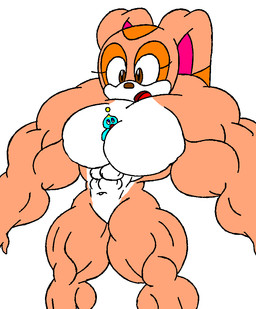 abs anthro biceps big_breasts big_muscles blue_eyes breasts brown_eyes chao_(sonic) cream_the_rabbit duo female huge_muscles hyper hyper_muscles lagomorph leporid mammal muscular muscular_female navel nude rabbit sega simple_background size_difference sonic_the_hedgehog_(series) third-party_edit unknown_artist what white_background zatchbell19