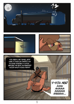 anal anthro beard belly body_hair chest_hair color_coded color_coded_speech_bubble daddy_kink dialogue dirty_talk dominant dominant_male duo facesitting facial_hair facial_piercing foreskin genital_piercing genitals harness inside_truck inside_vehicle internal internal_anal leather leather_daddy leather_harness legs_up male male/male moan moon night nipple_piercing nipple_ring nipples nose_piercing nose_ring onomatopoeia oral overweight overweight_dom overweight_male overweight_sub penis penis_on_butt penis_piercing piercing prince_albert_piercing rimming ring_piercing sex sitting_on_another sound_effects speech_bubble submissive submissive_male text tongue tongue_out truck vehicle vein veiny_penis x-ray_view beardedbear mastertrucker toad_(goody2toad) bear mammal comic english_text first_page hi_res