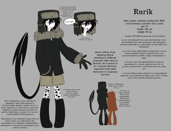 5_fingers ambiguous_gender ambiguous_humanoid antennae_(anatomy) arm_out black_boots black_clothing black_coat black_footwear black_gloves black_hair black_handwear black_tail black_topwear boots bottomwear cigarette cigarette_in_mouth clothed clothing coat duo eye_mouth eyes_on_legs fangs fingers footwear fully_clothed furred_hood furred_jacket gloves grin hair handwear hat headgear headwear hood information male male_humanoid object_in_mouth open_mouth open_smile pink_sclera shoes shorts silhouette size_difference smile standing star tail tan_bottomwear tan_clothing tan_shorts teeth text topwear unusual_anatomy unusual_eye_placement unusual_mouth_placement ushanka white_body white_skin zipper saccharinkwell osen_(saccharinkwell) rurik_(saccharinkwell) humanoid tailed_humanoid unknown_species character_name english_text hi_res model_sheet russian_text trans_(lore) trans_man_(lore)