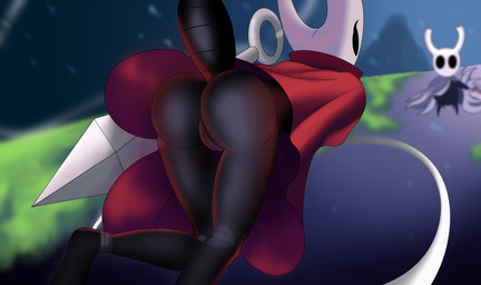 anthro bottomless clothed clothing duo female genitals male male/female mask poncho upskirt_view vulva pantyking hollow_knight team_cherry hornet_(hollow_knight) animal_humanoid arthropod arthropod_humanoid humanoid insect insect_humanoid hi_res
