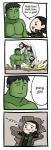 :3 black_hair clothed clothing dialogue green_body green_hair hair humor male text topless lazyturtle marvel nyoro~n the_avengers thor_(series) hulk loki_(marvel) deity human mammal 2012 comic english_text