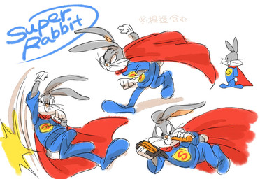 cape chibi clothing gloves handwear humanoid_hands male red_cape red_clothing simple_background solo superhero white_background white_clothing white_gloves white_handwear popcublove dc_comics looney_tunes superman_(series) warner_brothers bugs_bunny lagomorph leporid mammal rabbit