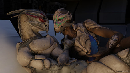 duo erection female genitals holding_penis male male/female nude penis reclining scoota bioware electronic_arts mass_effect alien turian 16:9 3d_(artwork) 4k absurd_res digital_media_(artwork) hi_res widescreen