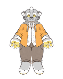 anthro black_nose bottomwear brown_bottomwear brown_clothing brown_pants clothed clothing front_view fur glistening glistening_eyes grey_body grey_ears grey_fur grey_horn horn jacket looking_at_viewer male mouth_closed orange_clothing orange_jacket orange_topwear overweight overweight_anthro overweight_male pants pawpads simple_background solo standing topwear unsigned white_background white_clothing white_horn white_inner_ear white_topwear yellow_pawpads asnnonaka asian_mythology east_asian_mythology japanese_mythology mythology ryuusei foo_dog komainu mammal yokai 4:5 full-length_portrait hi_res portrait