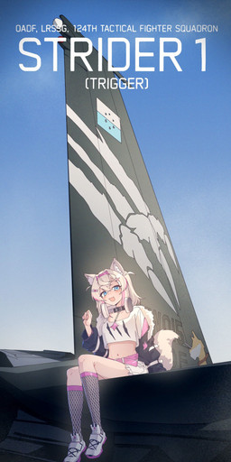 aircraft airplane belt blonde_hair blue_eyes bottomwear clothed clothing crop_top day female fishnet_clothing fishnet_footwear fishnet_socks footwear hair highlights_(coloring) jacket jet low-angle_view outside pink_highlights shirt shoes shorts sitting skin_fang sneakers solo topwear vehicle azalanz ace_combat ace_combat_7 hololive hololive_en vtuber mococo_abyssgard trigger_(ace_combat_7) animal_humanoid canid canid_humanoid canine canine_humanoid dog_humanoid humanoid mammal mammal_humanoid absurd_res crossover hi_res