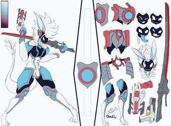 anthro dragon_tail feral machine male weapon jokaze_joro jokaze_joro_(character) human humanoid mammal protogen hi_res model_sheet
