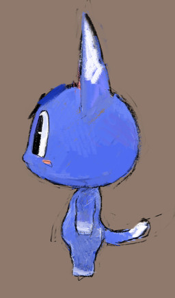 anthro blue_body blue_fur butt chibi featureless_chest featureless_feet featureless_hands feet female flat_chested fur nude side_view simple_background solo bronzecatworld animal_crossing nintendo rosie_(animal_crossing) domestic_cat felid feline felis mammal digital_media_(artwork) hi_res