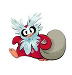 ambiguous_gender bag beak biped black_eyes feathers holding_bag holding_object looking_at_viewer orange_beak red_body simple_background solo standing white_background white_body white_feathers mattgreenholt nintendo pokemon avian bird delibird generation_2_pokemon pokemon_(species) 2018 hi_res