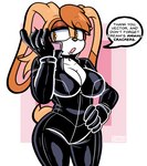 anthro big_breasts big_ears biker_girl bodysuit breasts cleavage clothed clothing curvy_figure dialogue electronics female female_anthro gloves hand_on_hip handwear jumpsuit lipstick makeup mature_anthro mature_female on_phone phone simple_background skinsuit solo text thick_thighs tight_clothing zipper zipper_down darkwolfhybrid sega sonic_the_hedgehog_(series) vanilla_the_rabbit lagomorph leporid mammal rabbit 2023 english_text hi_res