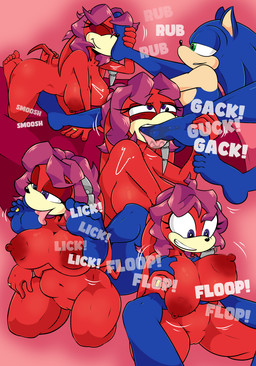 anthro blue_body breasts digit_ring feet female finger_ring foot_fetish jewelry licking male nipples red_body ring toe_ring toes tongue tinydevilhorns archie_comics sega sonic_the_hedgehog_(archie) sonic_the_hedgehog_(comics) sonic_the_hedgehog_(series) lien-da sonic_the_hedgehog echidna eulipotyphlan hedgehog mammal monotreme absurd_res hi_res