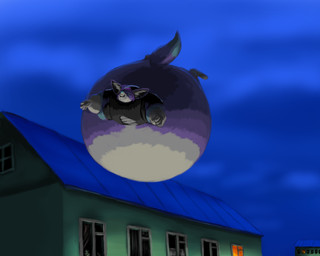 anthro building countershading detailed_background inflation male night outside slightly_chubby smile solo teeth lemurlemurovich canid canine fennec_fox fox mammal true_fox 5:4