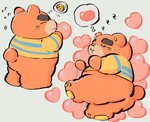 anthro blush brown_body brown_fur chibi clothed clothing eyes_closed fur heart_symbol kemono male sleeping slightly_chubby solo buta5kawa animal_crossing nintendo teddy_(animal_crossing) bear mammal 2021 hi_res