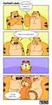 age_difference anthro belly beta_design dialogue fur group male male/male manwiched moobs nude open_mouth orange_body orange_fur rubbing simple_background size_difference slightly_chubby slightly_chubby_anthro slightly_chubby_male smile speech_bubble square_crossover striped_body stripes text trio not_denko garfield_(series) sony_corporation sony_pictures the_garfield_movie_(2024) garfield_the_cat vic_(garfield) felid mammal absurd_res comic english_text hi_res father_(lore) father_and_child_(lore) father_and_son_(lore) incest_(lore) parent_(lore) parent_and_child_(lore) parent_and_son_(lore) son_(lore)