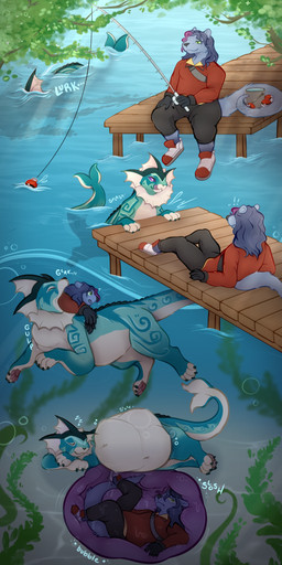 almost_fully_inside anthro anthro_prey duo endosoma feet_first feral feral_pred fishing_rod inside_stomach internal male male/male onomatopoeia oral_vore pokeball safe_vore soft_vore sound_effects swallowing text underwater underwater_view underwater_vore vore water makar-ro nintendo pokemon ashgar_(character) bear eeveelution generation_1_pokemon hybrid lizard mammal pokemon_(species) reptile scalie vaporeon absurd_res comic hi_res sequence