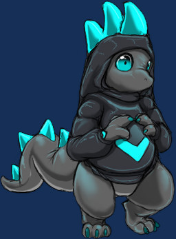 3_claws 3_fingers 3_toes anthro biped black_clothing black_hoodie black_topwear blue_clothing blue_eyes blue_hoodie blue_spikes blue_topwear bottomless bottomless_anthro bottomless_male claws clothed clothed_anthro clothed_male clothing digitigrade featureless_crotch feet finger_claws fingers front_view grey_body grey_nose grey_tail hand_on_chest head_spikes hood_up hoodie hoodie_only male multicolored_hoodie semi-anthro simple_background snout solo spiked_tail spikes spikes_(anatomy) standing tail toe_claws toes topwear topwear_only transparent_background two_tone_hoodie kitsune_youkai palworld pocketpair fan_character side_b leezpunk pal_(species) scalie 2025 alpha_channel digital_media_(artwork) low_res