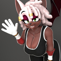 anthro big_breasts blender_cycles_(artwork breasts dark_body dark_skin dreadlocks female looking_at_viewer solo skippyarts twilightv0ids_(modeler) sega sonic_the_hedgehog_(series) rouge_the_bat rouge_the_bat_(kailewds) 1:1 blender_(artwork) digital_media_(artwork) hi_res