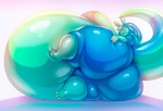 antennae_(anatomy) anthro belly belly_squish big_belly big_breasts big_butt blue_body breasts butt butt_grab butt_squish female glistening goo_hair green_body hand_on_butt huge_belly huge_breasts huge_butt huge_thighs hyper hyper_belly hyper_breasts hyper_butt hyper_thighs looking_at_viewer looking_back lying morbidly_obese nude obese on_side overweight presenting presenting_hindquarters pseudo_hair rear_view simple_background smile solo squish thick_thighs translucent translucent_body wide_hips artisipancake goo_creature 2022 hi_res