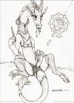 2012 chimera claws clothing discord_(mlp) draconequus ecmajor erection forked_tongue friendship_is_magic genitals graphite_(artwork) hasbro hooves horn hybrid lingerie looking_at_viewer male monochrome my_little_pony pencil_(artwork) penis small_wings solo tail tongue traditional_media_(artwork) wings