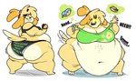 anthro belly belly_overhang big_belly big_breasts big_butt bottomless bottomwear bra breasts burger butt cellulite clothed clothing countershading dessert doughnut female food huge_breasts huge_hips huge_thighs hungry looking_back morbidly_obese morbidly_obese_anthro morbidly_obese_female navel obese obese_anthro obese_female onomatopoeia overweight overweight_anthro overweight_female pastry rippling_belly rumbling_stomach short_stack solo sound_effects sports_bra text thick_thighs underwear weight_gain wide_hips redphlannel animal_crossing nintendo isabelle_(animal_crossing) canid canine canis domestic_dog mammal shih_tzu toy_dog 2022 digital_media_(artwork) english_text hi_res