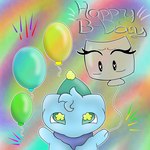 anthro balloon blue_body clothing happy_birthday hat headgear headwear inflatable male scarf solo star star_eyes greatcaesar nintendo pokemon milian_(mew_lindo) generation_1_pokemon legendary_pokemon mew_(pokemon) pokemon_(species) shiny_pokemon 1:1 hi_res