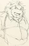 anthro beard belly clothing facial_hair male overweight overweight_anthro overweight_male shirt solo teeth topwear kogiinu lifewonders tokyo_afterschool_summoners oz_(tas) felid lion mammal pantherine 2019 hi_res