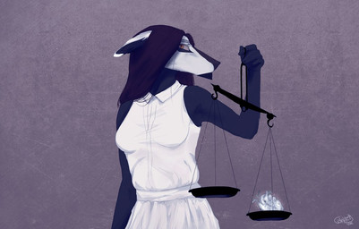 anthro blue_body clothing dark_body dress ears_back female front_view hair heart_(organ) holding_object long_hair looking_at_viewer mouth_closed orange_eyes organs pivoted_ears simple_background solo white_body white_clothing white_dress unknowhiter canid mammal 2015 half-length_portrait portrait signature