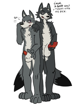 age_difference animal_genitalia animal_penis anthro awkward balls blush comparing comparing_penis dialogue duo fur genitals half-erect inner_ear_fluff male male/male nude penis purple_eyes sheath spiral spiral_eyes text tuft spruceloops canid canine canis mammal wolf absurd_res english_text hi_res father_(lore) father_and_child_(lore) father_and_son_(lore) incest_(lore) parent_(lore) parent_and_child_(lore) parent_and_son_(lore) son_(lore)