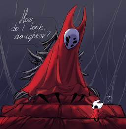 anthro blush claws eyes_closed female red_fabric text young boopie hollow_knight:_silksong hollow_knight_(franchise) team_cherry herrah_(hollow_knight) hornet_(hollow_knight) arachnid arthropod insect 2025 english_text hi_res daughter_(lore) mother_(lore) mother_and_child_(lore) mother_and_daughter_(lore) parent_(lore) parent_and_child_(lore) parent_and_daughter_(lore)