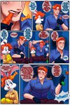 absurd_res anthro breasts carrot clothed clothing comic crossgender dialogue disney duo eating english_text female food hair hi_res human jessica_rabbit lagomorph leporid male mammal memjioof orange_hair plant rabbit roger_rabbit sitting text vegetable who_framed_roger_rabbit