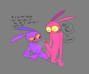 annoyed anthro aroused aroused_face big_penis blush bodily_fluids drooling duo foreskin genital_fluids genitals huge_penis imminent_selfcest imminent_sex leaking_precum looking_at_genitalia looking_at_penis looking_back male musk musky_penis nervous nude penis precum saliva slim speech_bubble sweat sweatdrop text thought_bubble throbbing throbbing_penis karnthud glitch_productions the_amazing_digital_circus evil_jax_(tadc) jax_(tadc) lagomorph leporid mammal rabbit english_text hi_res