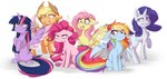 2019 applejack_(mlp) blonde_hair conditional_dnp cutie_mark earth_pony equid equine feathered_wings feathers female feral fluttershy_(mlp) friendship_is_magic group hair hasbro hi_res horn horse mammal mane_six_(mlp) multicolored_body multicolored_feathers multicolored_hair multicolored_tail my_little_pony mythological_creature mythological_equine mythology open_mouth pegasus pink_hair pinkie_pie_(mlp) pony purple_hair rainbow_dash_(mlp) rainbow_hair rainbow_tail rarity_(mlp) simple_background tail teranen twilight_sparkle_(mlp) unicorn white_background winged_unicorn wings