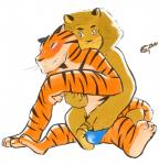 anthro blue_clothing blue_underwear clothing clothing_aside duo grope groping_from_behind hand_in_underwear male male/male russian sex simple_background underwear underwear_aside white_background tohfu dreamworks madagascar_(series) alakay_alex vitaly_(madagascar) felid lion mammal pantherine tiger hi_res