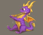 eating feral food grey_background male pepperoni pizza pronounced_browridge simple_background slice_of_pizza solo tail shock_beast17 activision mythology spyro_the_dragon spyro dragon mythological_creature mythological_scalie scalie