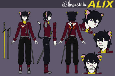 anthro female melee_weapon solo sword weapon gingastella alix domestic_cat felid feline felis humanoid mammal tuxedo_cat 3:2 hi_res