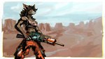 anthro bottomwear bra clothing desert energy_weapon female pants solo standing tau_cannon underwear weapon alekksandar conditional_dnp black_mesa blizzard_entertainment half-life valve warcraft canid mammal werecanid werecreature worgen 16:9 hi_res widescreen