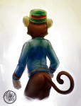 bottomless butt clothed clothing hat headgear headwear male rear_view shirt simple_background solo standing topwear white_background bitfly animal_crossing nintendo porter_(animal_crossing) haplorhine mammal monkey primate 2015 digital_media_(artwork) portrait three-quarter_portrait