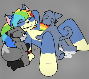 adult_on_young age_difference animal_genitalia animal_penis anthro anthro_on_anthro biped black_eyes black_nose blue_body blue_fur blue_hair blue_tail bodily_fluids canine_genitalia canine_penis cum dominant dominant_young erection excessive_cum excessive_genital_fluids eyes_closed female fur genital_fluids genitals grey_background grey_body grey_fur grey_hair grey_tail group hair holding_belly knot lying male male/female multicolored_hair multicolored_tail older_penetrated on_back penetration penis rainbow_hair rainbow_tail sex simple_background tail tail_motion tailwag teeth trio vaginal voyeur young young_anthro young_male lightningb0lt01 jax_(lightningb0lt01) mattias_(lightningb0lt01) minia_(augustus) canid canine canis domestic_cat felid feline felis mammal rodent sciurid tree_squirrel wolf 2026 absurd_res hi_res watermark