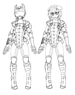 alternate_universe anthro armor female pose solo standing vault_suit replica_(artist) fallout fallout_equestria hasbro microsoft my_little_pony fan_character replica_(oc) earth_pony equid equine horse mammal pony 2017 greyscale hi_res monochrome