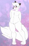 anthro belly blushy eyewear glasses nude pigeon_toed shy slightly_chubby slightly_chubby_anthro solo thick_thighs trashdog420 russell_(xaus32) arctic_fox canid canine fox mammal true_fox hi_res