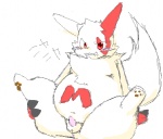 anus blush erection feet fur genitals hindpaw male markings nude paws penis presenting red_markings slightly_chubby smile solo tail white_body white_fur kogamaru nintendo pokemon generation_3_pokemon pokemon_(species) zangoose