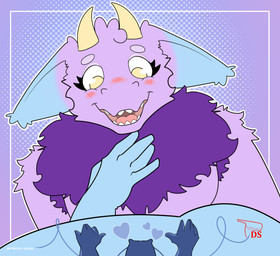 anthro blue_body blue_ears blue_paws blush blush_lines dewlap_(anatomy) duo extreme_size_difference female first_person_view fluffy fluffy_ears fur handheld horn larger_female looking_at_viewer male male/female micro multicolored_body multicolored_fur pink_body pink_fur purple_body purple_fur romantic romantic_couple size_difference smaller_male two_tone_body yellow_eyes yellow_horn digitalscales mythology drak_(digitalscales) petal_(dapperhedgehog) dragon eastern_dragon fairy_dragon furred_dragon furred_scalie lizard mythological_creature mythological_scalie reptile scalie wingless_dragon absurd_res hi_res