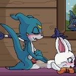 anthro anthro_penetrated blue_body blue_eyes blush claws duo erection eyes_closed female female_penetrated film_scenes fur genitals interspecies looking_pleasured male male/female male_penetrating male_penetrating_anthro male_penetrating_female narrowed_eyes open_mouth penetration penis sex smile tail tongue tongue_out tuft vaginal vaginal_penetration white_body white_fur lawealewd bandai_namco digimon mythology digimon_(species) dragon felid feline gatomon mammal mythological_creature mythological_scalie scalie veemon 1:1 2d_animation animated digital_media_(artwork) hi_res loop pixel_(artwork) pixel_animation short_playtime