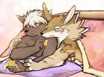 blush countershading cuddling duo food fruit furniture kotatsu male male/male muscular muscular_male orange_(fruit) plant table sirius_hoshi_s lifewonders tokyo_afterschool_summoners seth_(tas) tadatomo_(tas) canid canine canis domestic_dog jackal mammal 4:3 hi_res