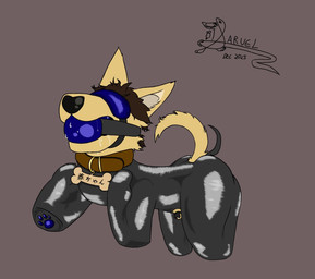 all_fours anthro ball_gag bdsm bitchsuit black_chastity_cage blindfold bodily_fluids bondage_gear brown_hair buttplug buttplug_tail chastity_cage chastity_device clothing collar dog_tags drooling fake_tail fur gag genitals hair latex latex_clothing latex_skinsuit male male_on_bottom on_bottom penis petplay plug_(sex_toy) plug_in_ass precum_through_chastity_cage precum_while_chaste roleplay saliva sex_toy skinsuit small_penis solo submissive submissive_male tail text tight_clothing yellow_body yellow_ears yellow_fur yellow_tail sarue_saruel haru_(haru_ki) canid canine canis domestic_dog mammal colored digital_drawing_(artwork) digital_media_(artwork) hi_res japanese_text signature