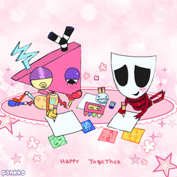 ambiguous_gender antennae_(anatomy) black_eyes blush blush_lines crayon duo eyebrows eyelashes female hand_on_face holding_object holding_pencil lying mask on_front on_side one_wing paper pencil_(object) pink_wing rag_doll_(toy) ribbons spiral spiral_eyes text toy yellow_sclera pankk0 glitch_productions the_amazing_digital_circus bubble_(tadc) gangle_(tadc) jax_(tadc) kinger_(tadc) pomni_(tadc) ragatha_(tadc) zooble_(tadc) animate_inanimate humanoid living_mask living_toy 1:1 english_text hi_res nonbinary_(lore)